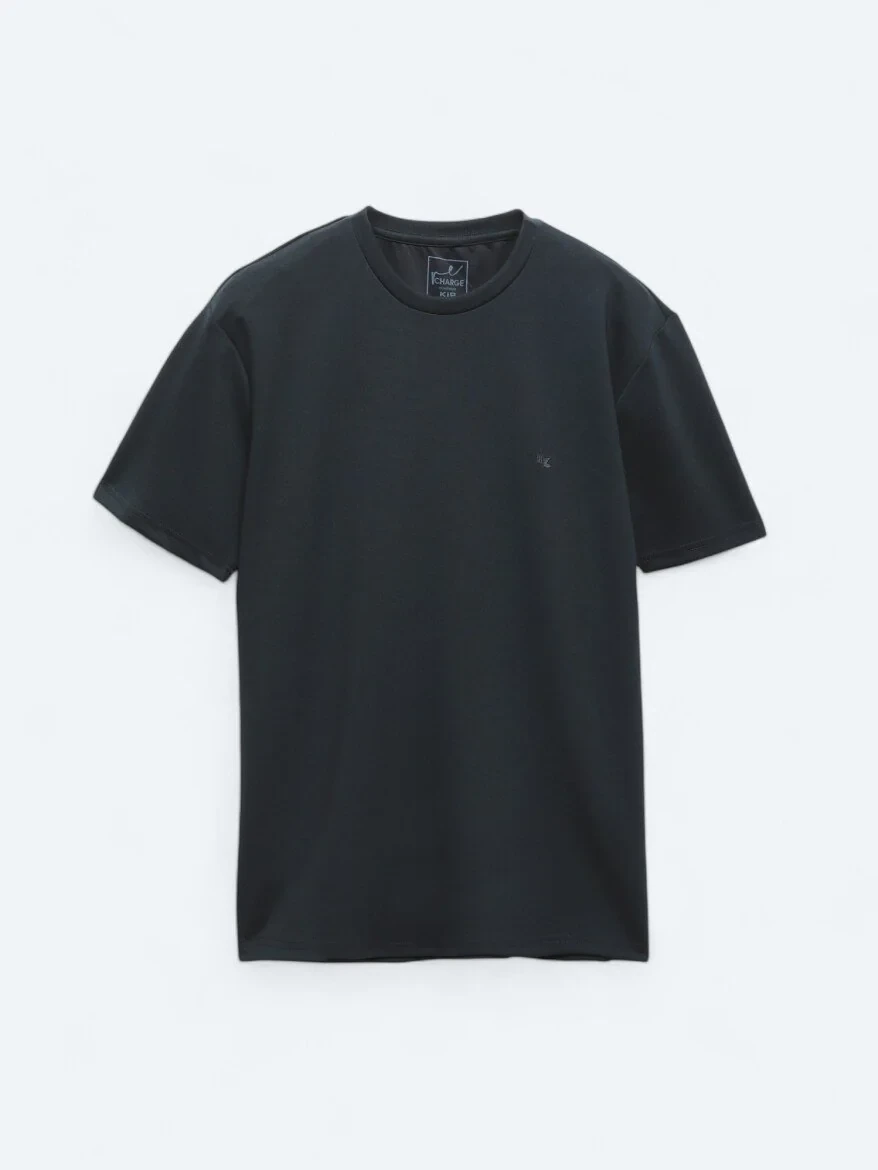 Navy Blue Plain Crew Neck T-Shirt - 5