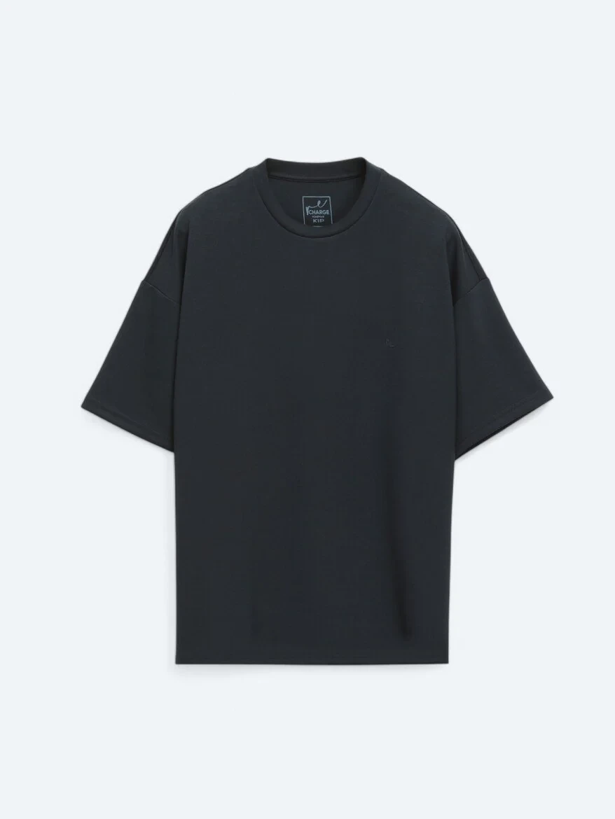Navy Blue Plain Crew Neck T-Shirt - 7