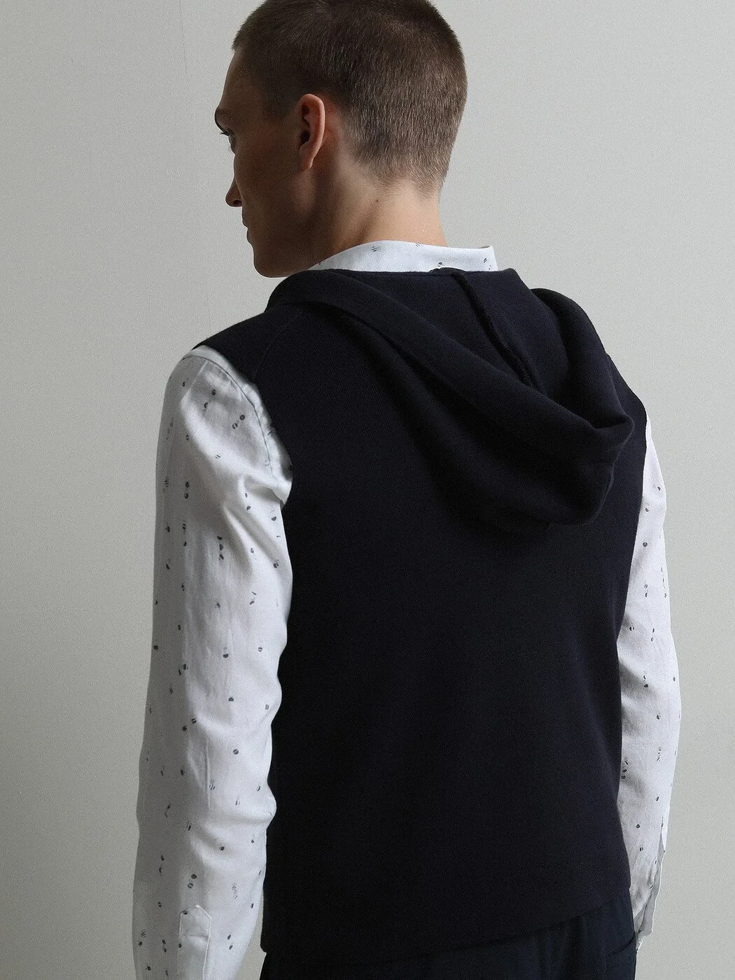 Navy Blue Plain Knitting Knit Vest - 5