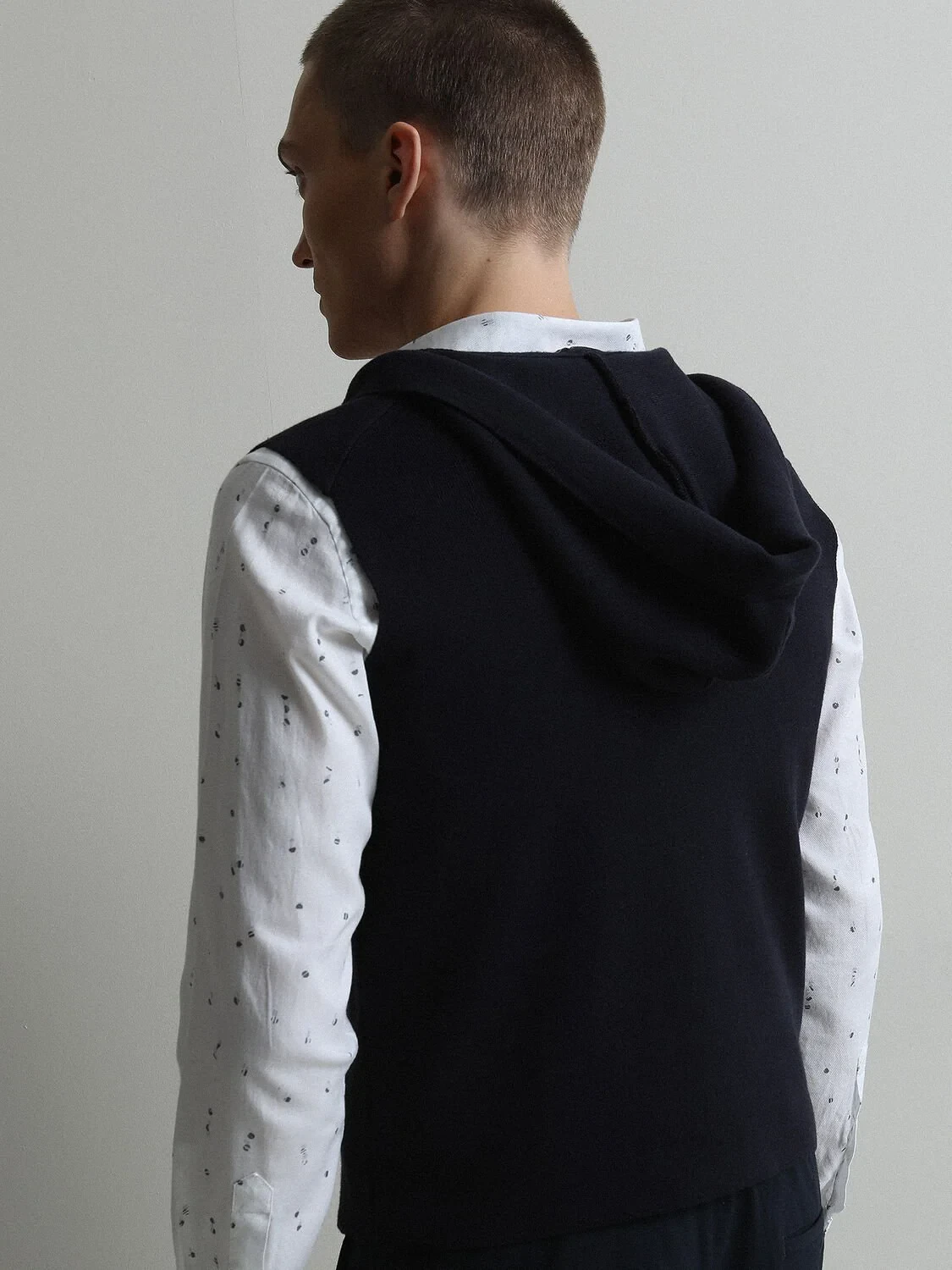 Navy Blue Plain Knitting Knit Vest - 5