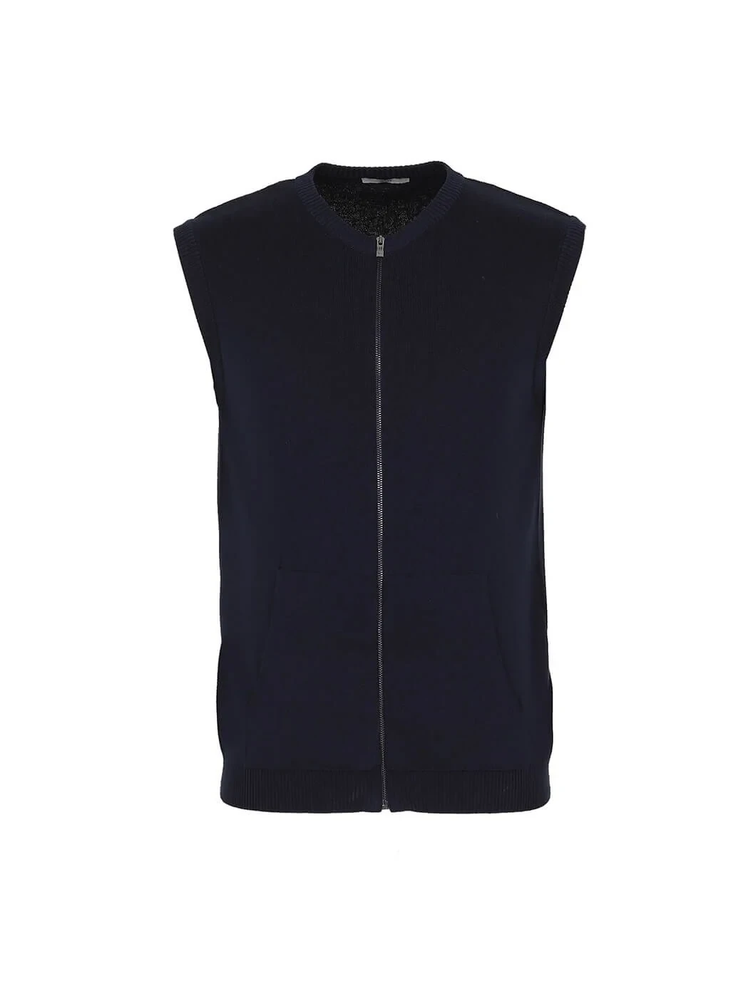 Navy Blue Plain Knitting Knit Vest - 7