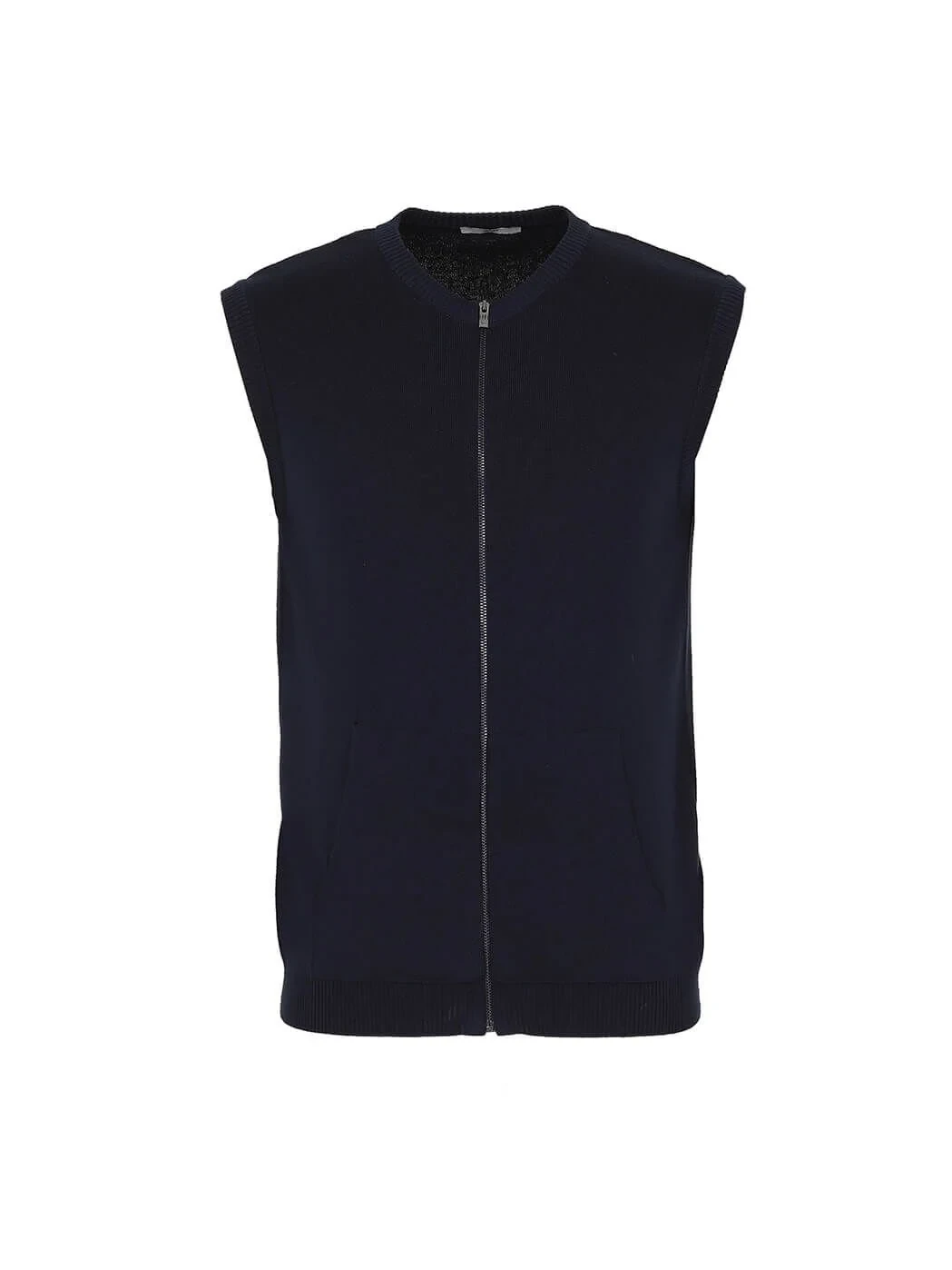 Navy Blue Plain Knitting Knit Vest - 7