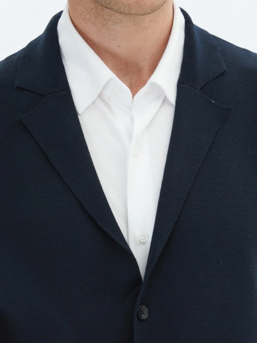 Navy Blue Plain Knitting Knit Vest 