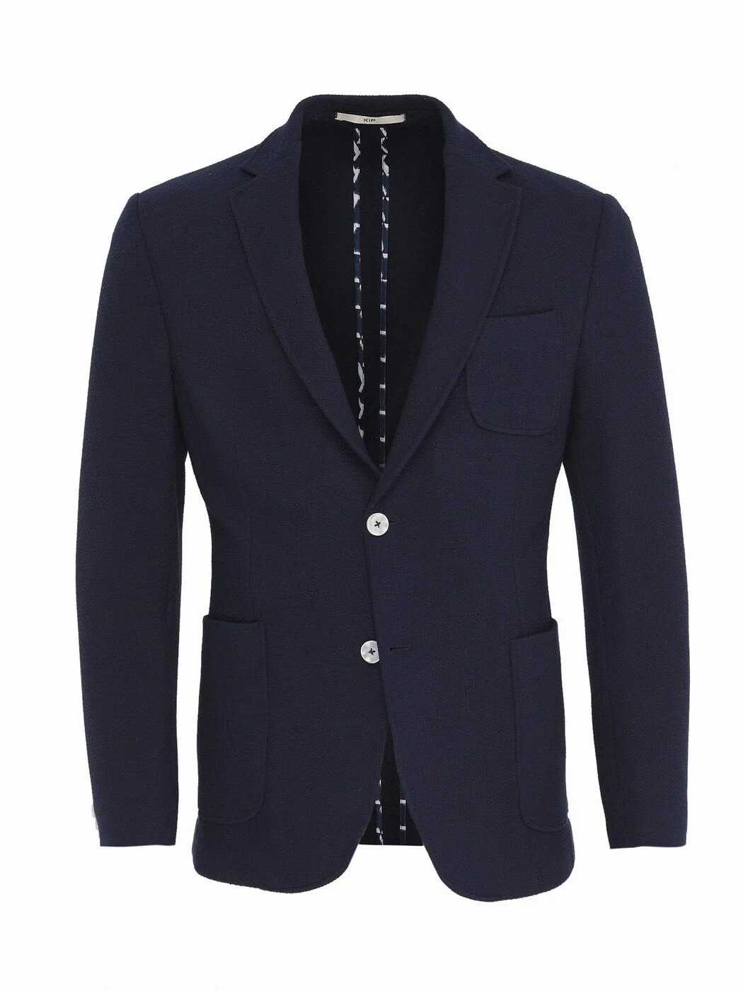 Navy Blue Plain Modern Fit Jacket - 1