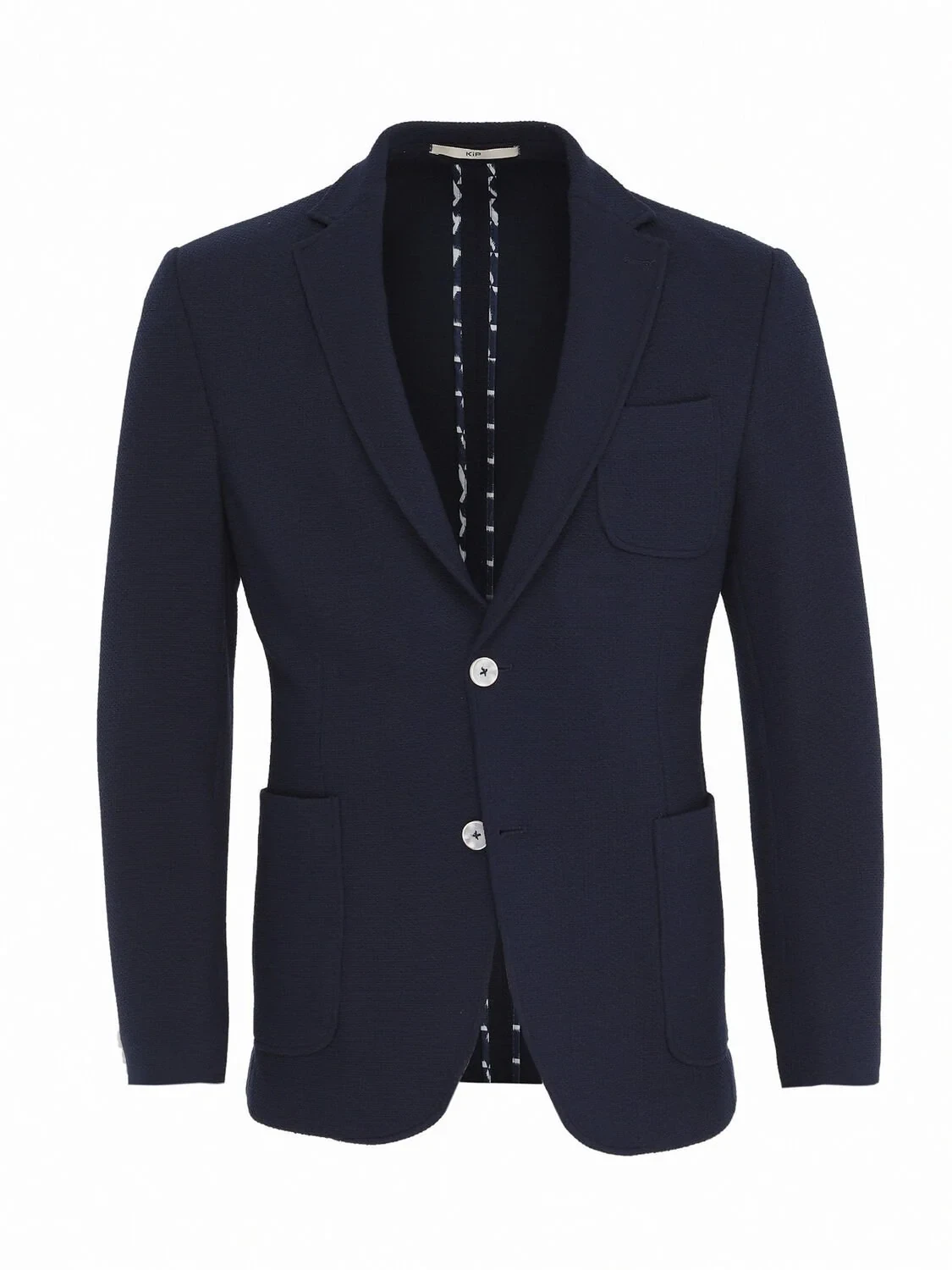 Navy Blue Plain Modern Fit Jacket - 1