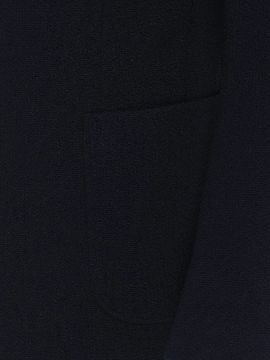 Navy Blue Plain Modern Fit Jacket - 3