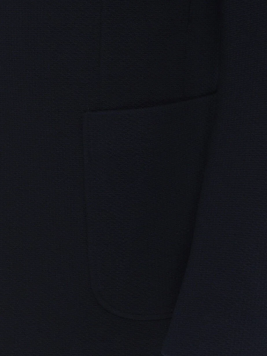 Navy Blue Plain Modern Fit Jacket - 3
