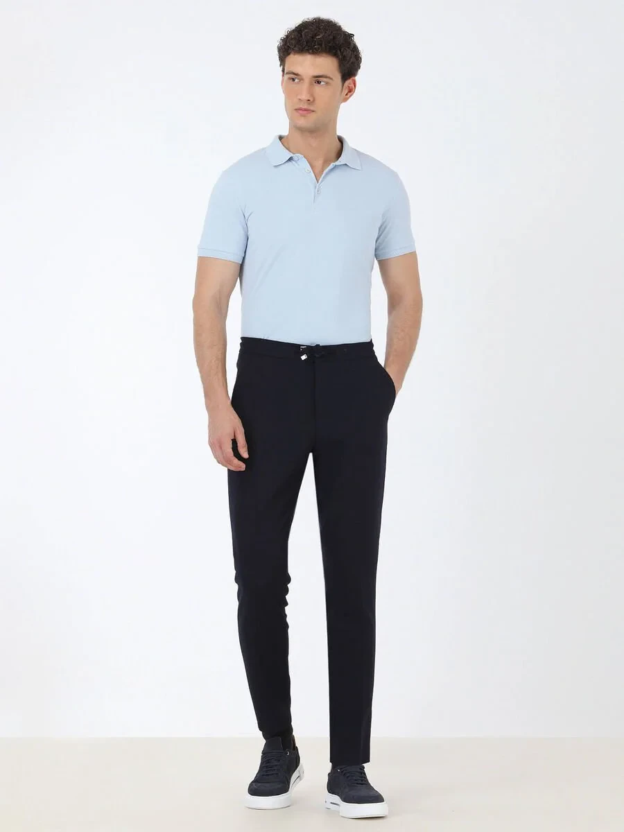 Navy Blue Plain Modern Fit Suit - 4