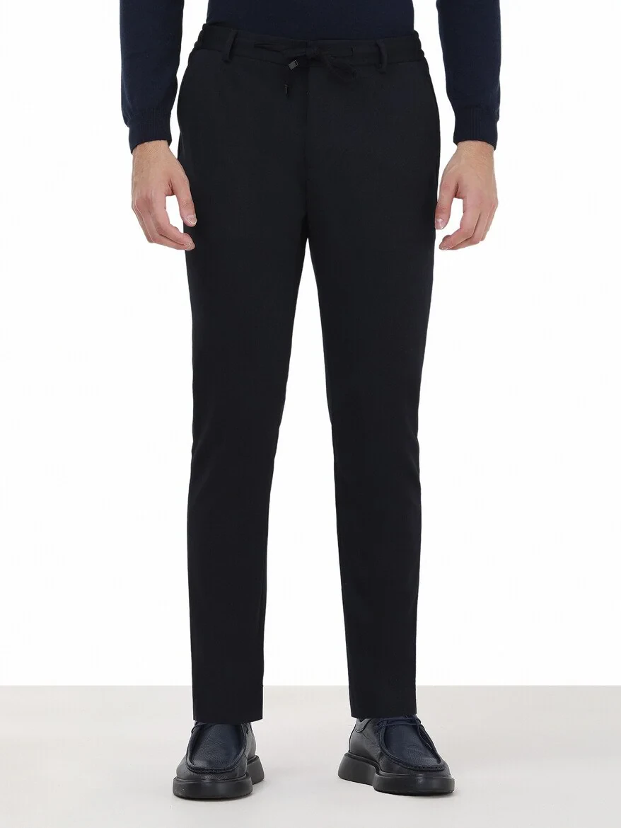 Navy Blue Plain Slim Fit Suit - 6