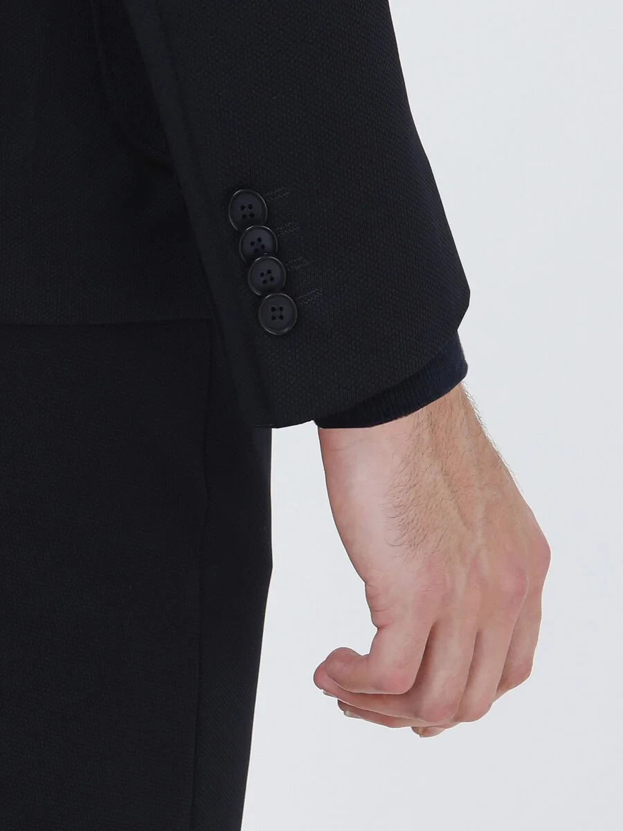 Navy Blue Plain Slim Fit Suit - 10