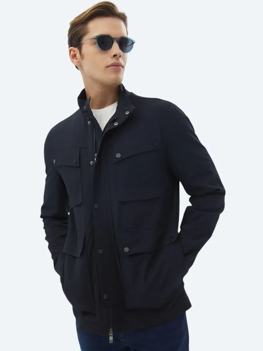 Navy Blue Regular Fit Blazer - 1