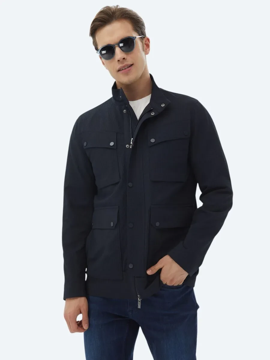 Navy Blue Regular Fit Blazer - 4