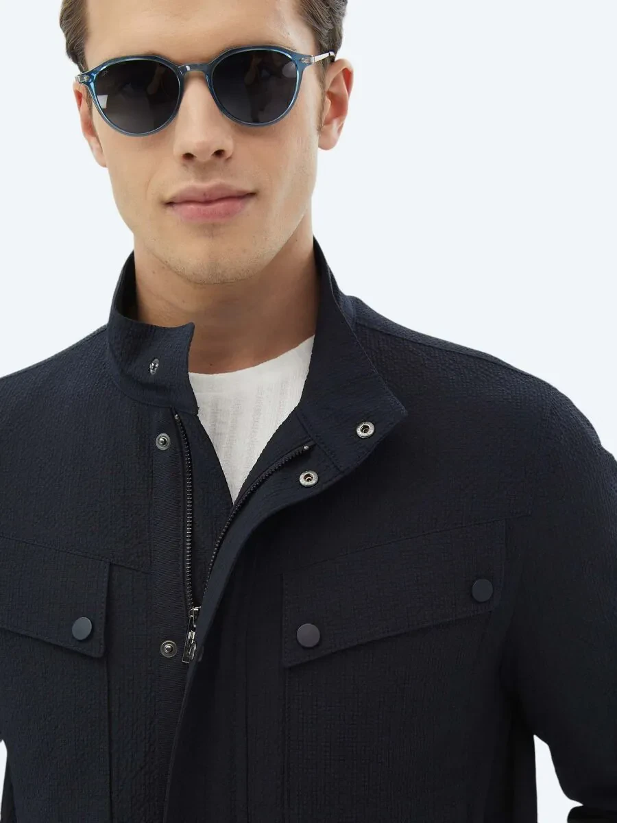 Navy Blue Regular Fit Blazer - 5