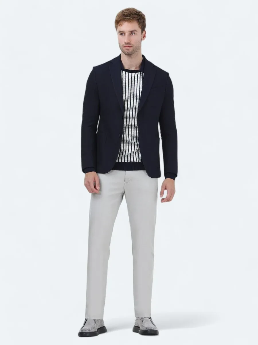 Navy Blue Regular Fit Jacket - 1
