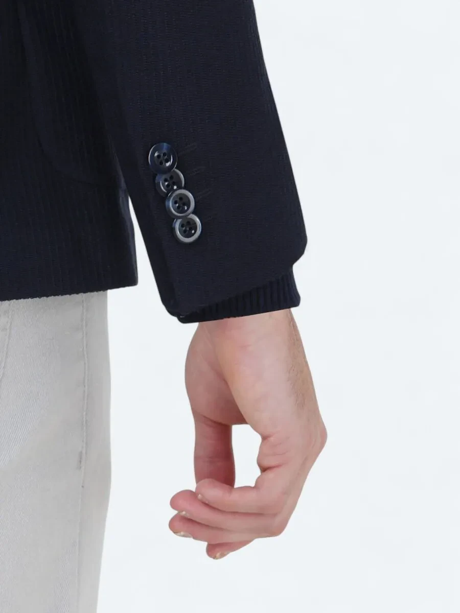 Navy Blue Regular Fit Jacket - 4