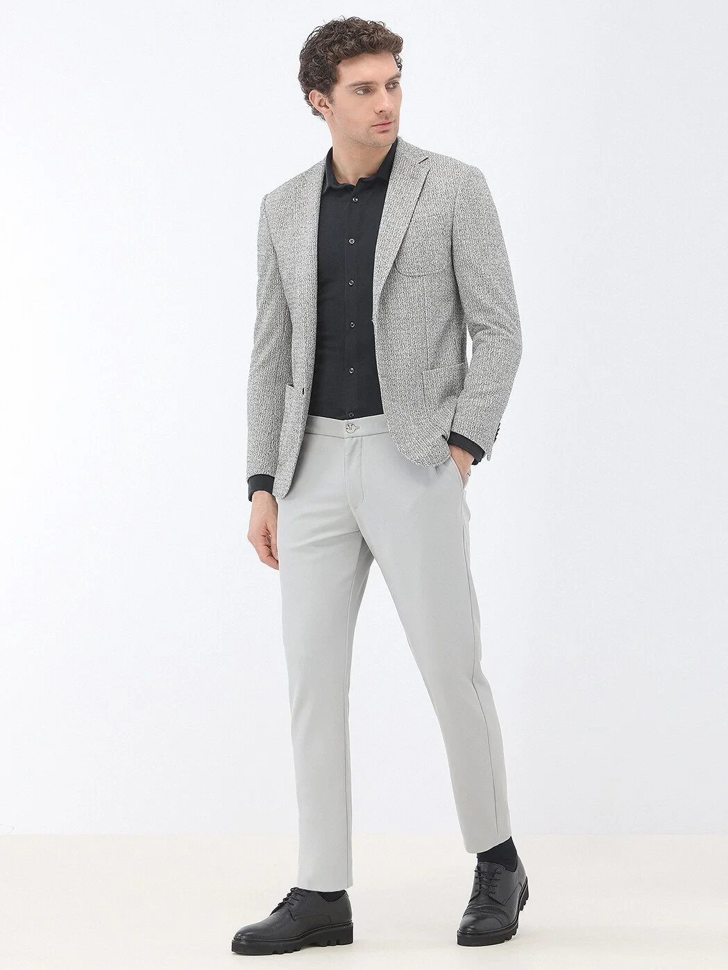 Navy Blue Regular Fit Knitting Casual Shirt - 3