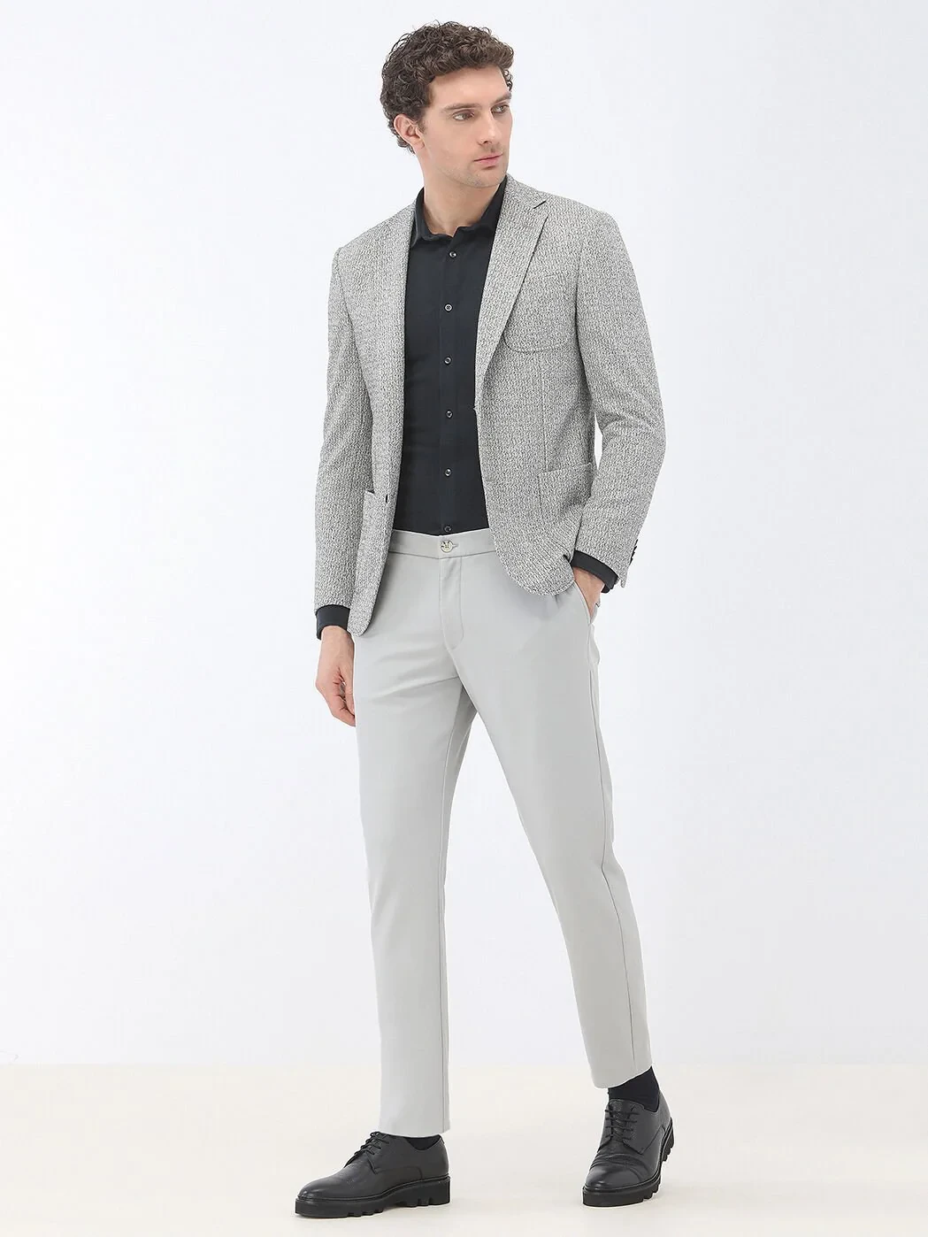 Navy Blue Regular Fit Knitting Casual Shirt - 3