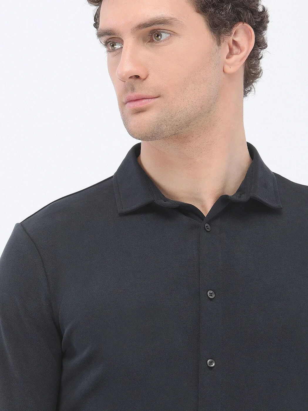 Navy Blue Regular Fit Knitting Casual Shirt - 4