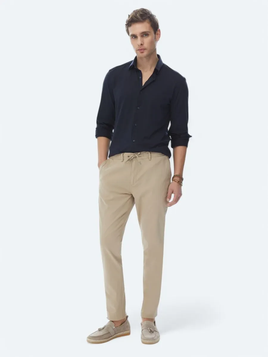 Navy Blue Slim Fit Knitting Sport Shirt - 3