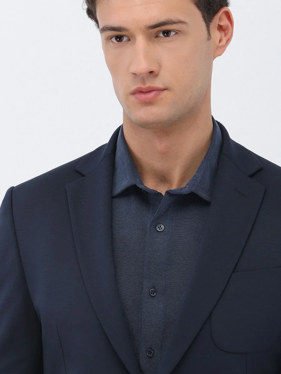 Navy Blue Slim Fit Suit - 1