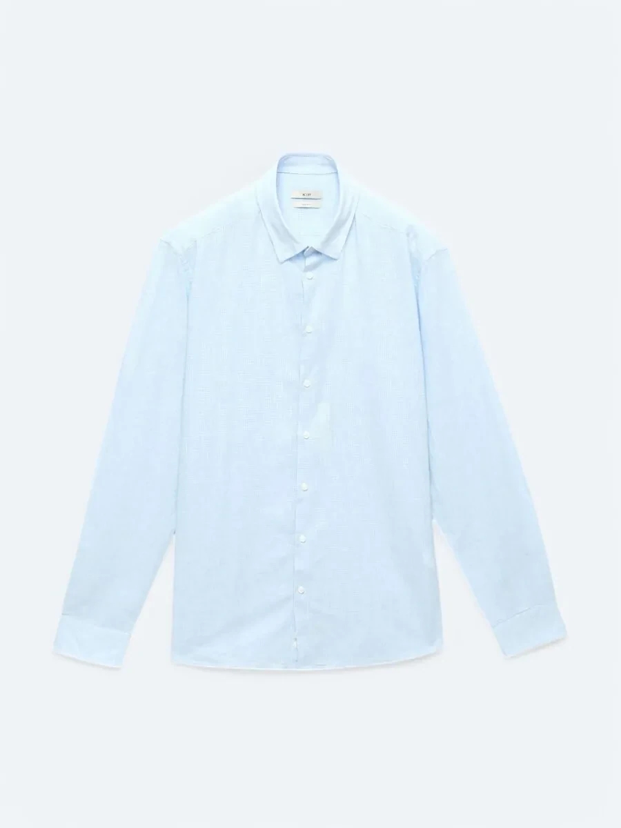 Navy Blue Striped Regular Fit Weaving Casual Cotton Blended Shirt - 1