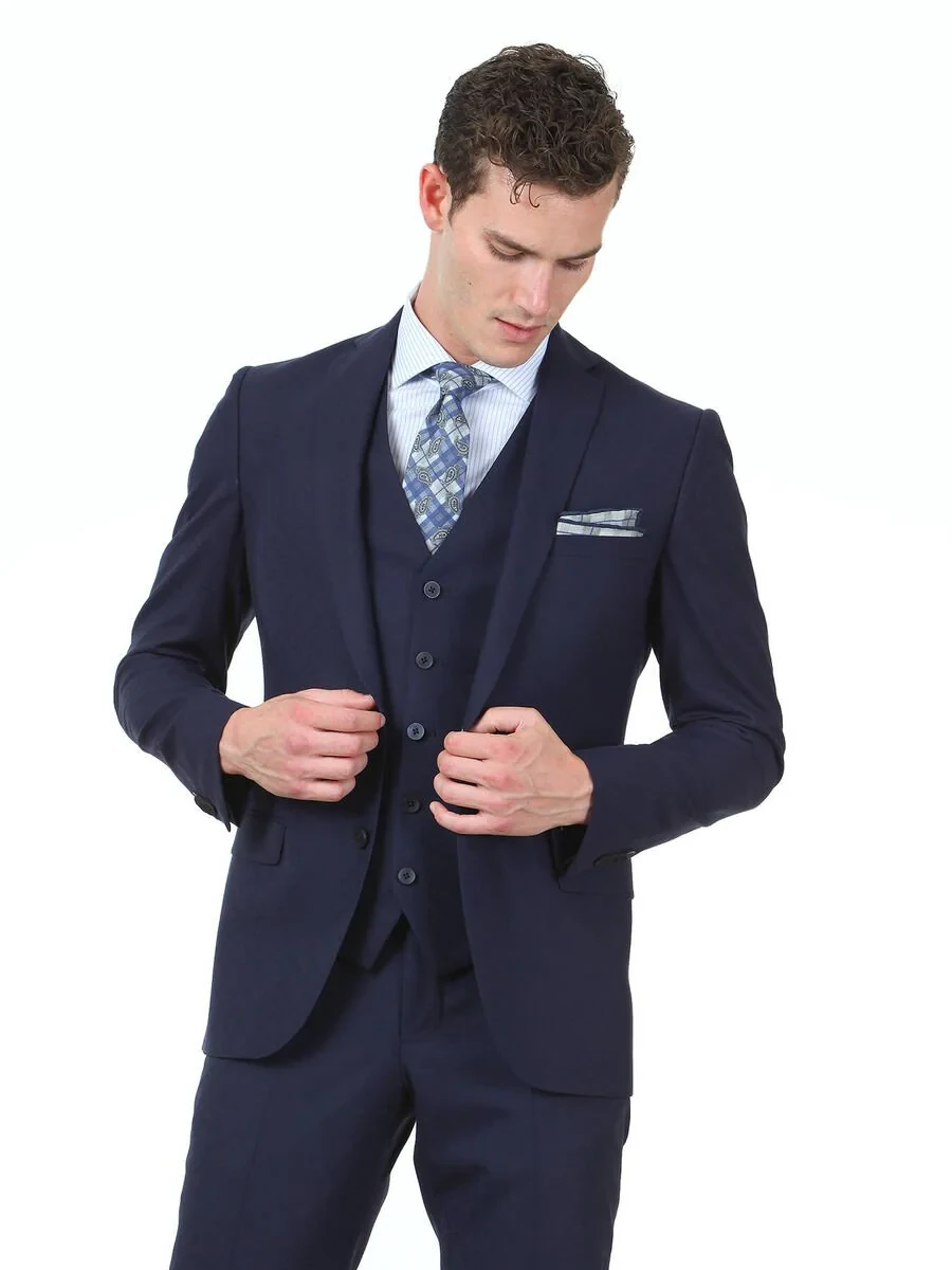 Navy Blue Suit With Waistcoat - 1