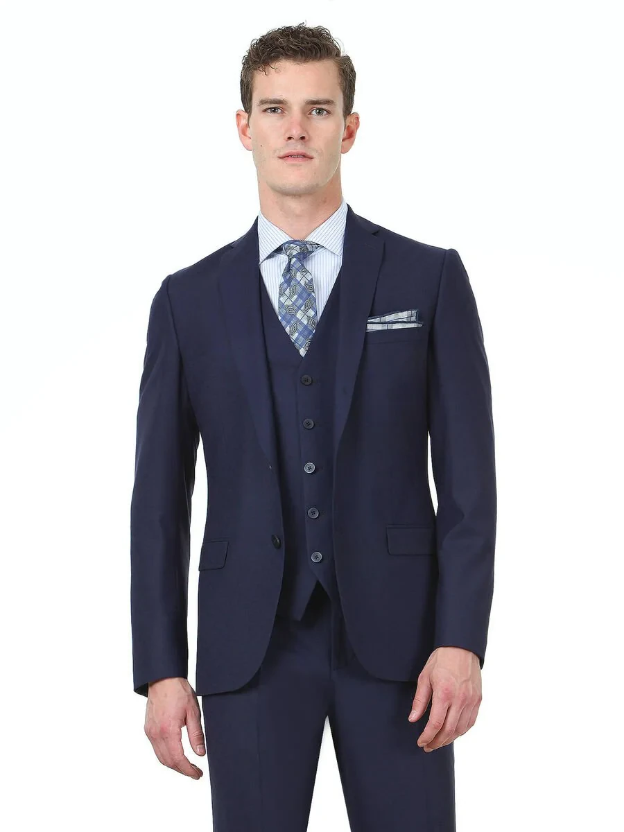 Navy Blue Suit With Waistcoat - 3
