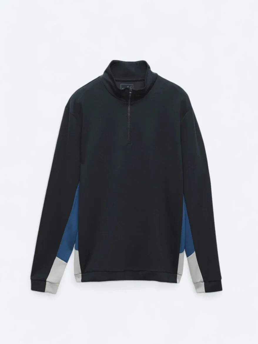 Navy Blue Turtleneck Plain Sweatshirt - 8