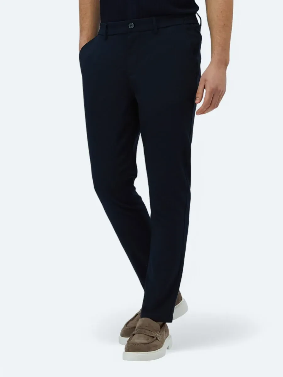 Navy Blue Weaving Casual Trousers - 3