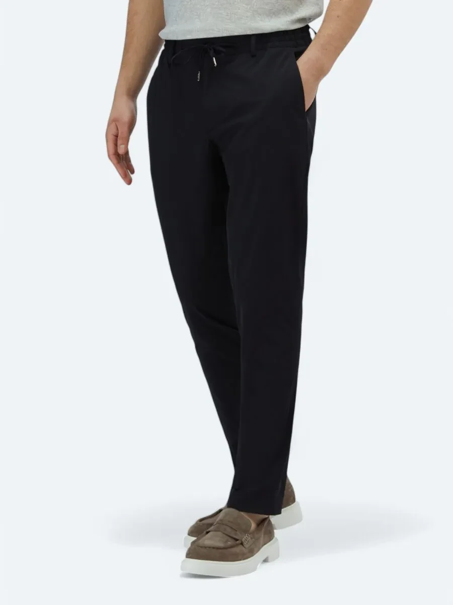 Navy Blue Weaving Casual Trousers - 3