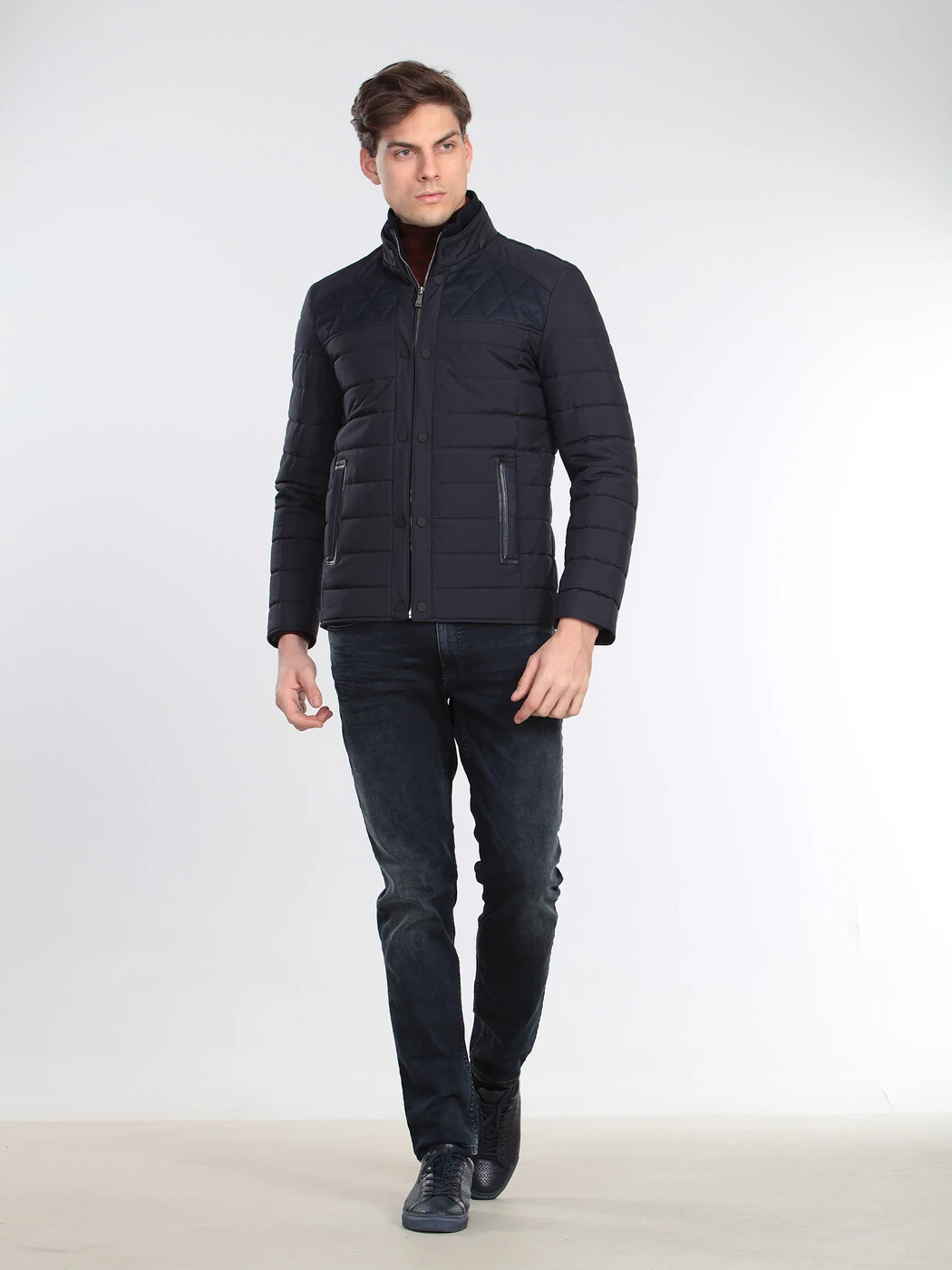 Navy Blue Weaving Coat - 2
