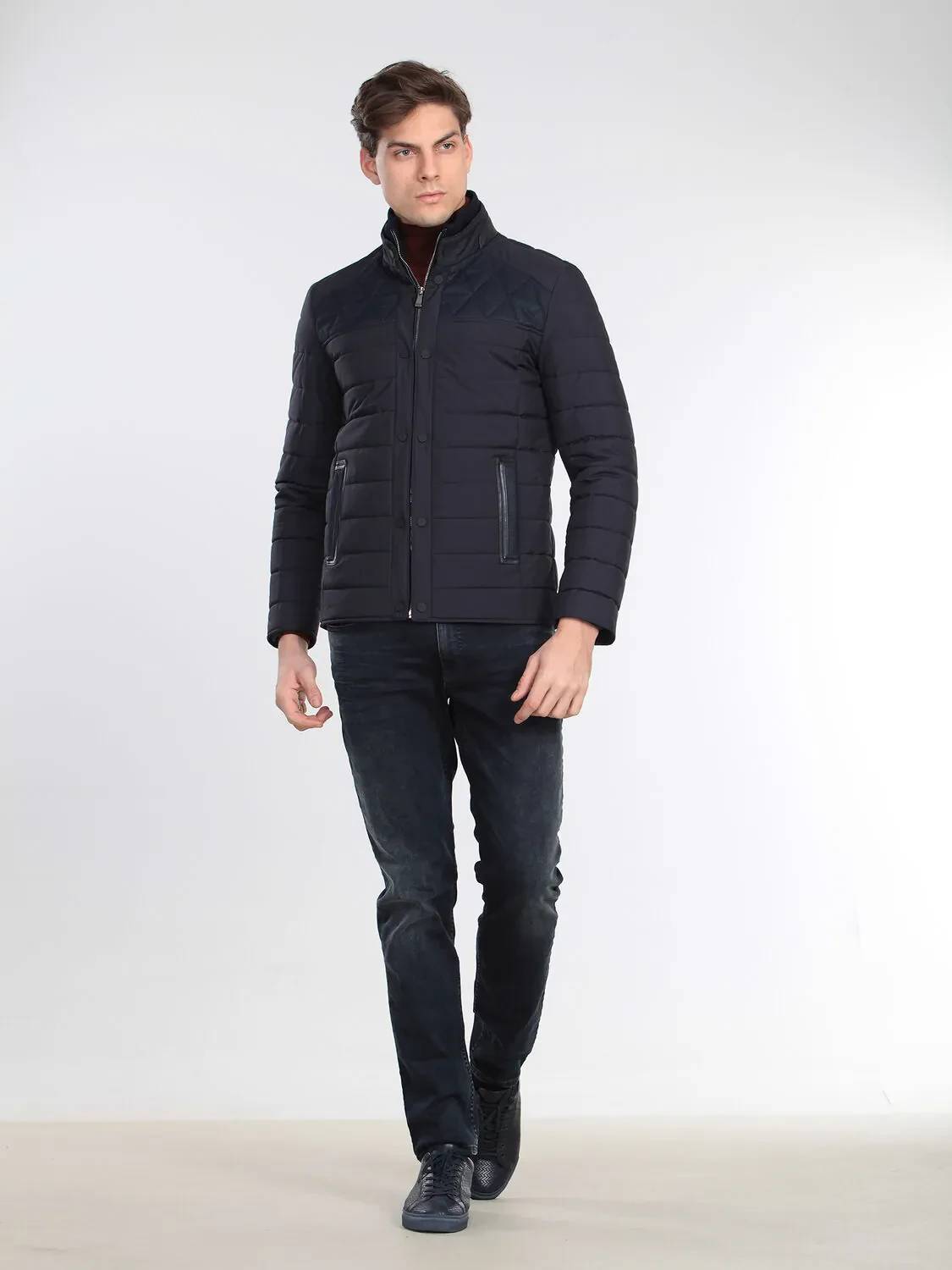 Navy Blue Weaving Coat - 2