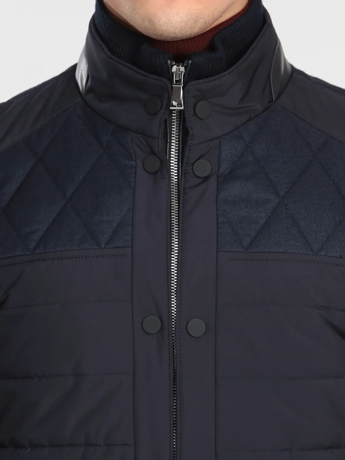 Navy Blue Weaving Coat - 4
