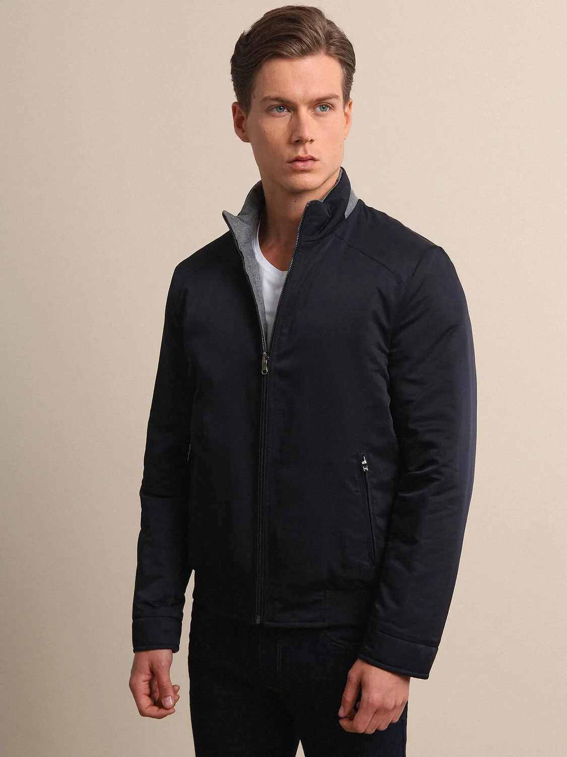 Navy Blue Weaving Coat - 2
