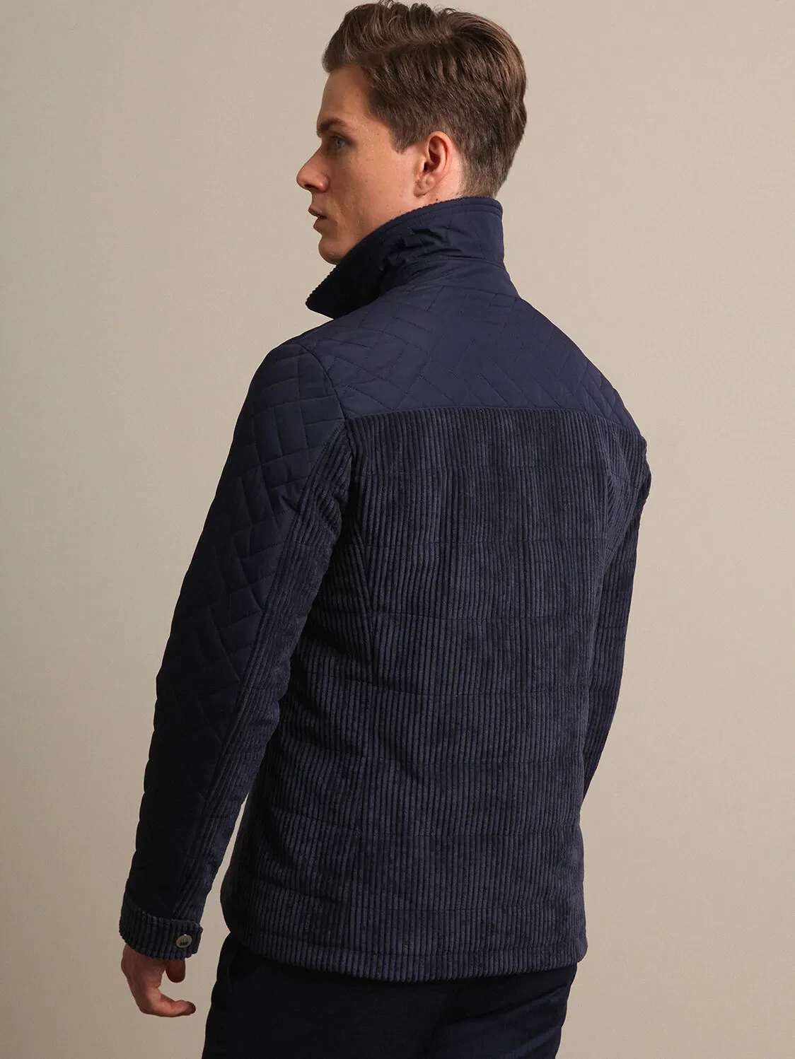 Navy Blue Weaving Coat - 4