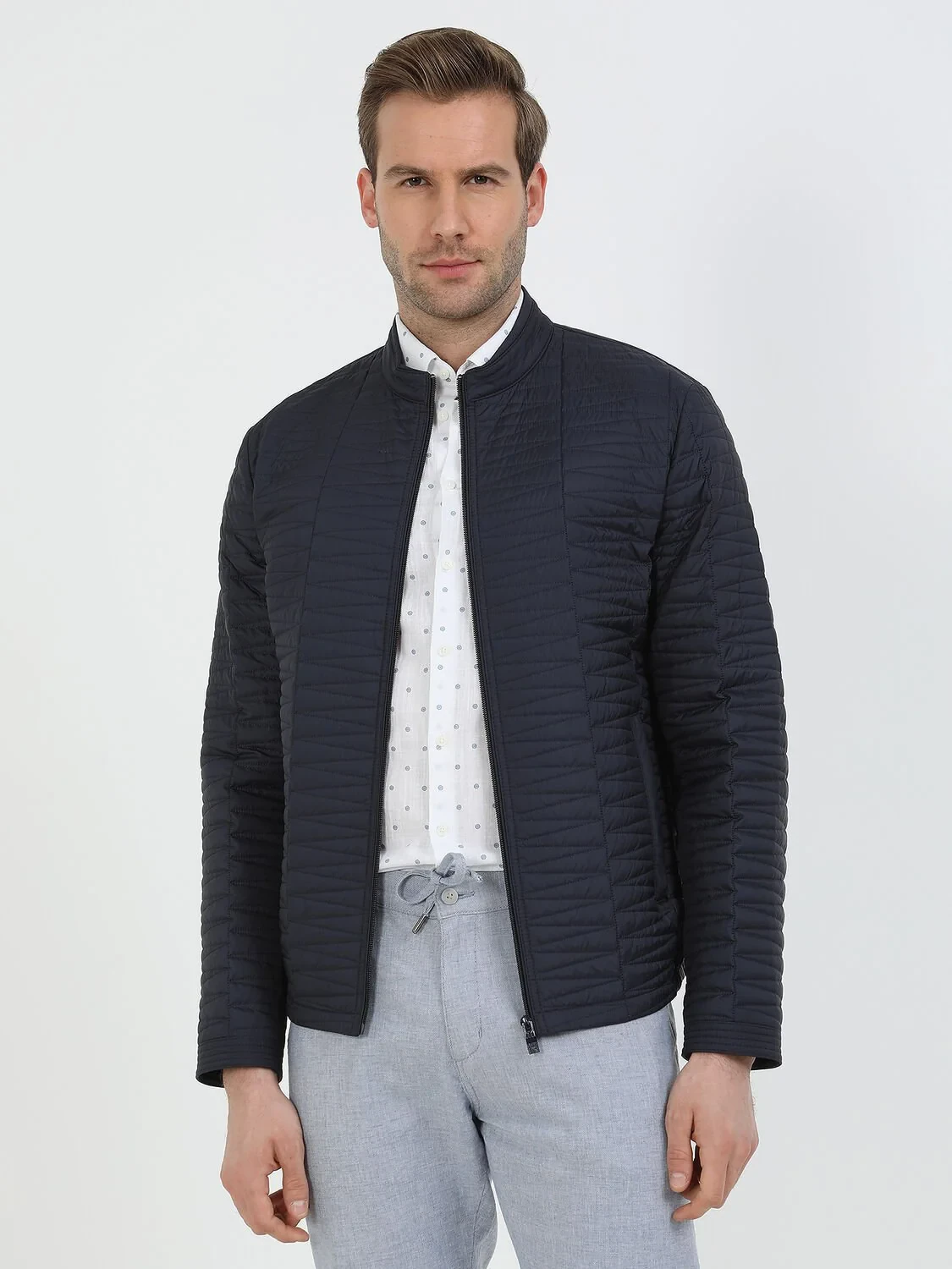 Navy Blue Weaving Coat - 2