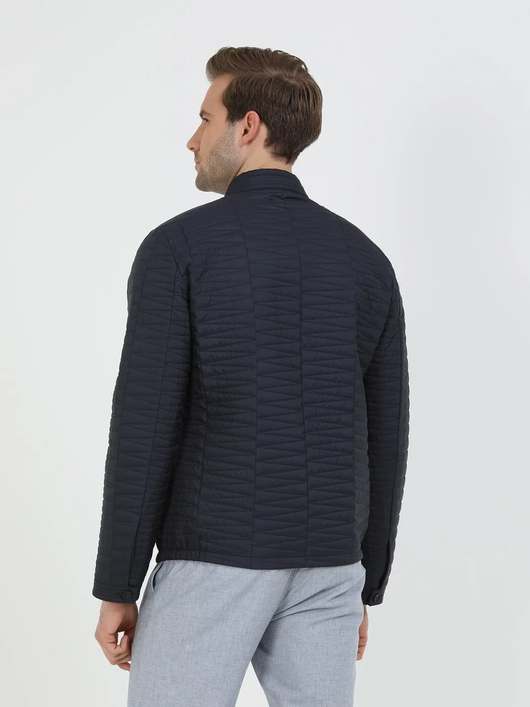Navy Blue Weaving Coat - 5