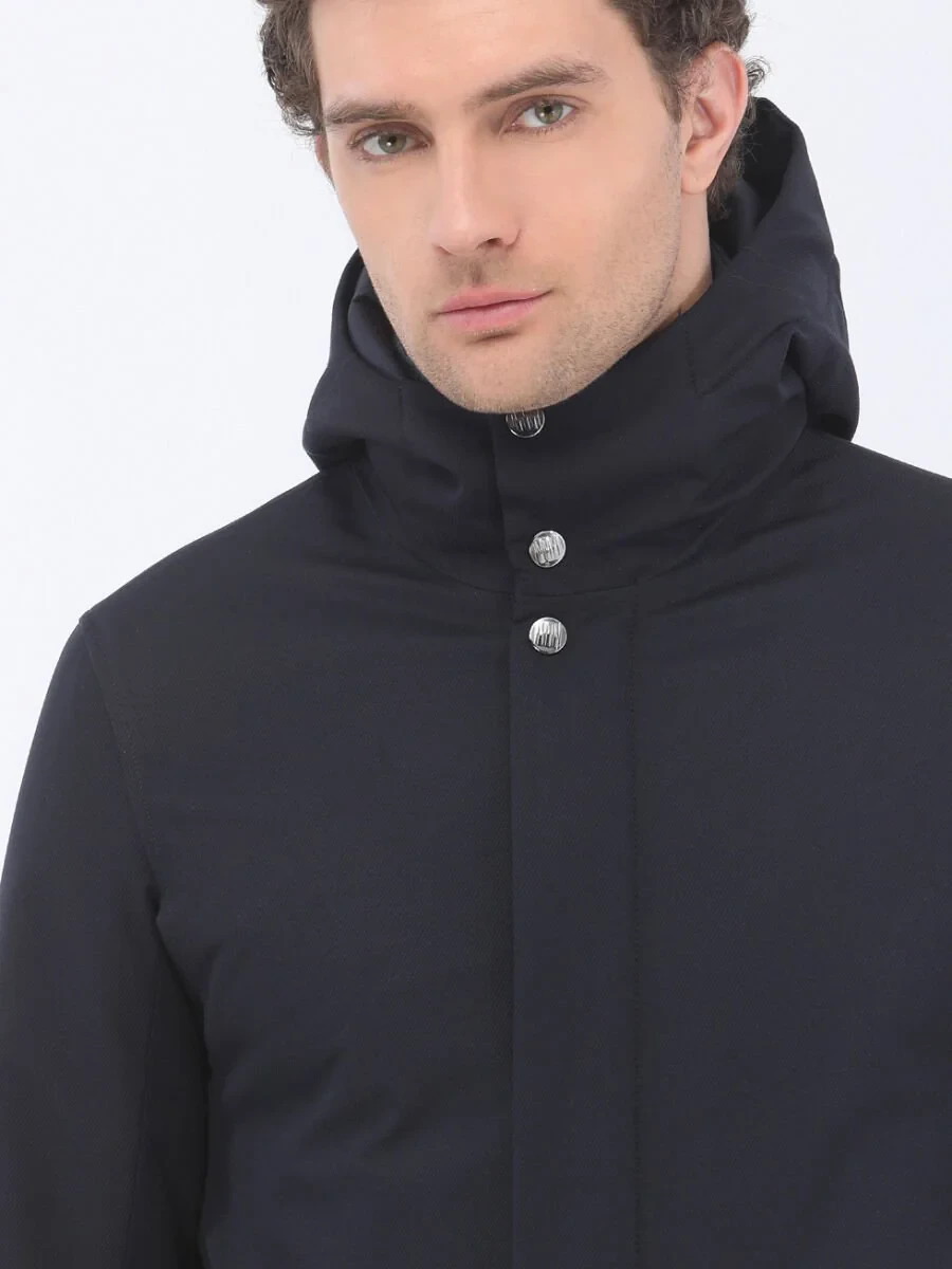 Navy Blue Weaving Coat - 4