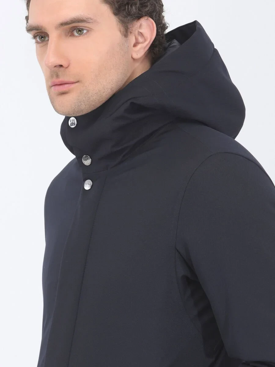 Navy Blue Weaving Coat - 5