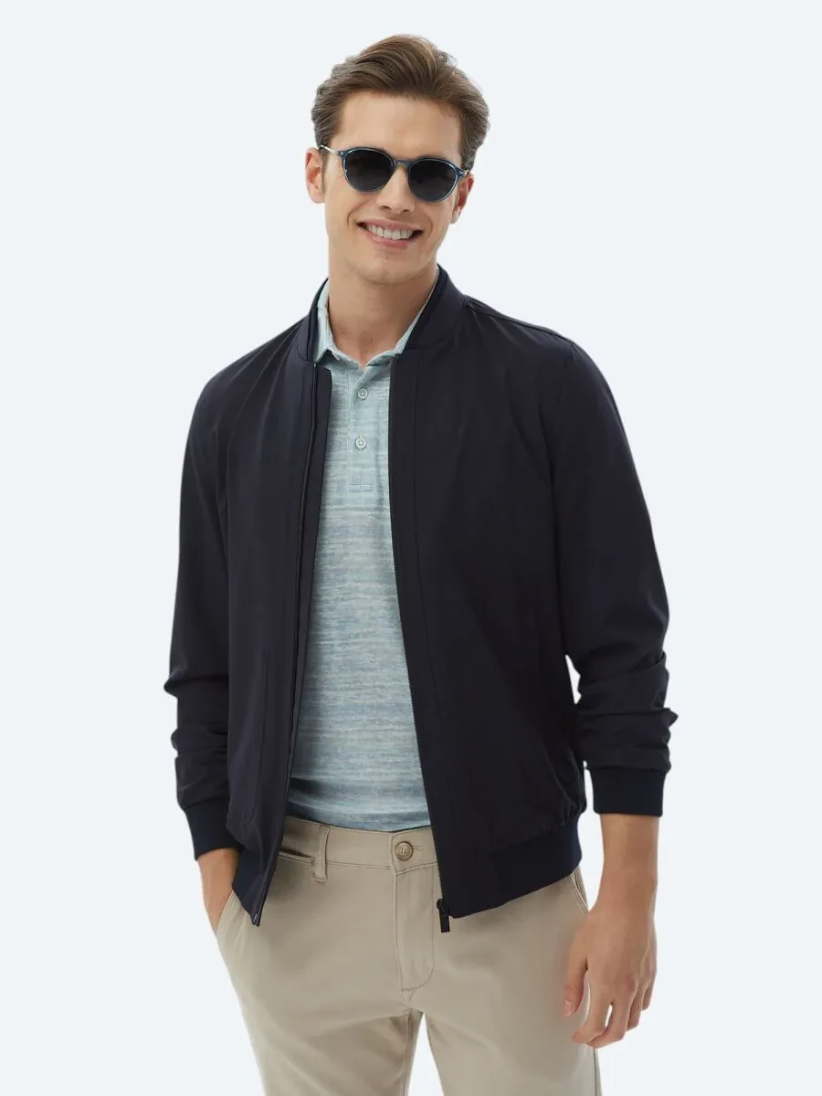 Navy Blue Weaving Coat - 3