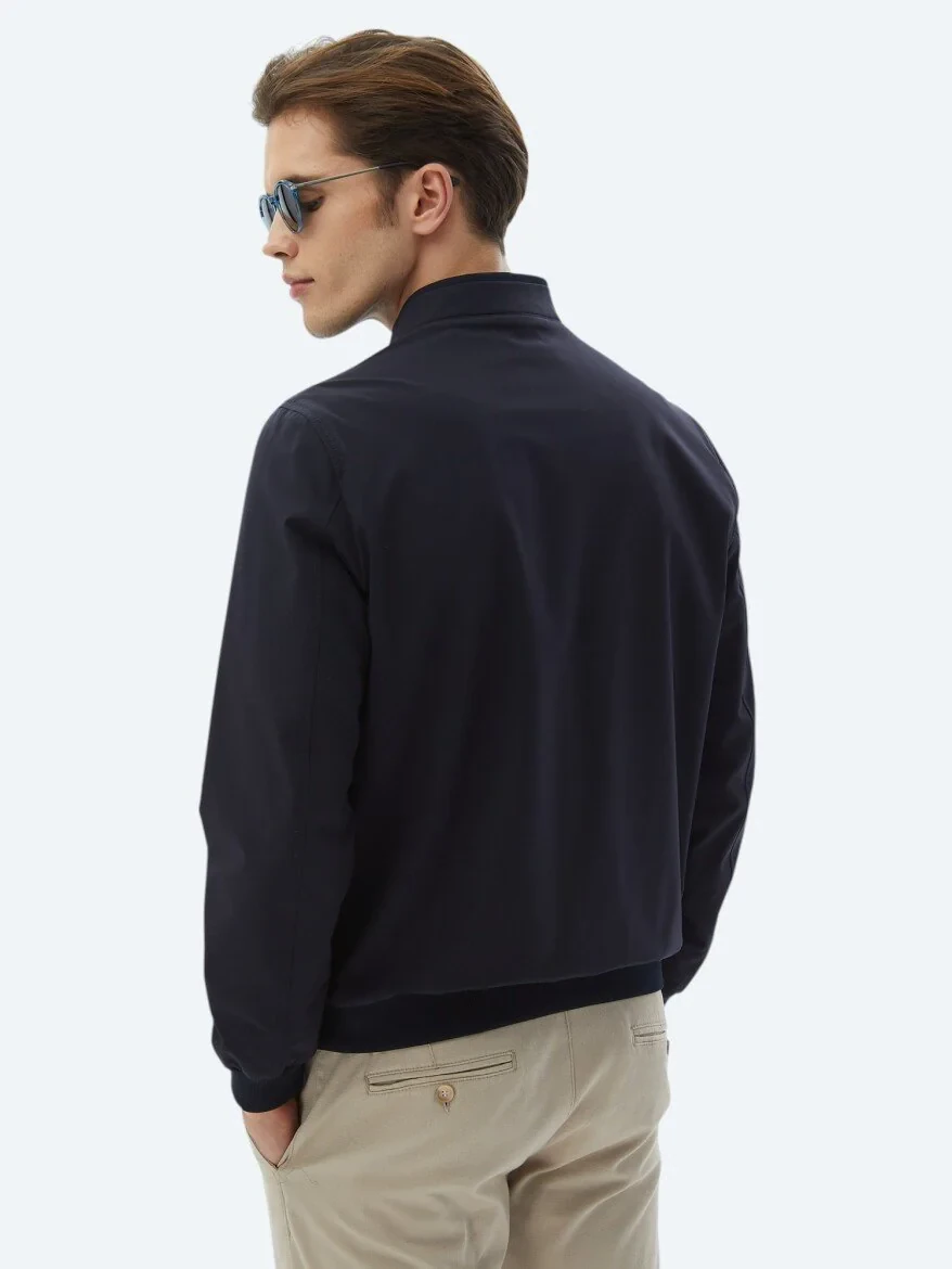 Navy Blue Weaving Coat - 9