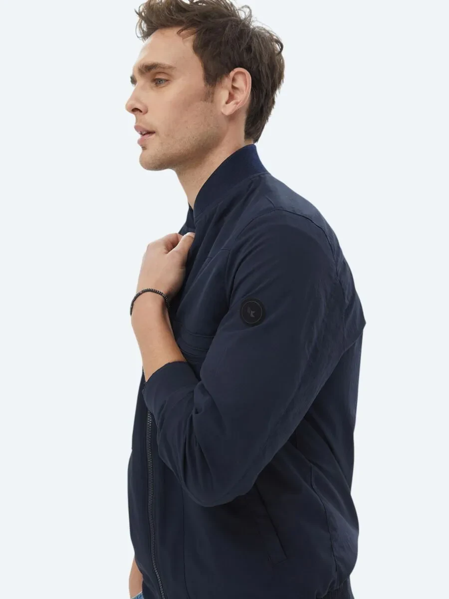 Navy Blue Weaving Coat - 3