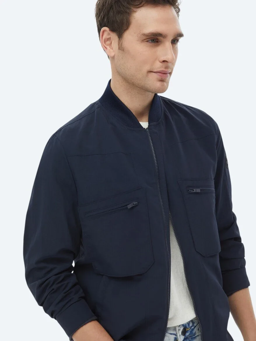 Navy Blue Weaving Coat - 4