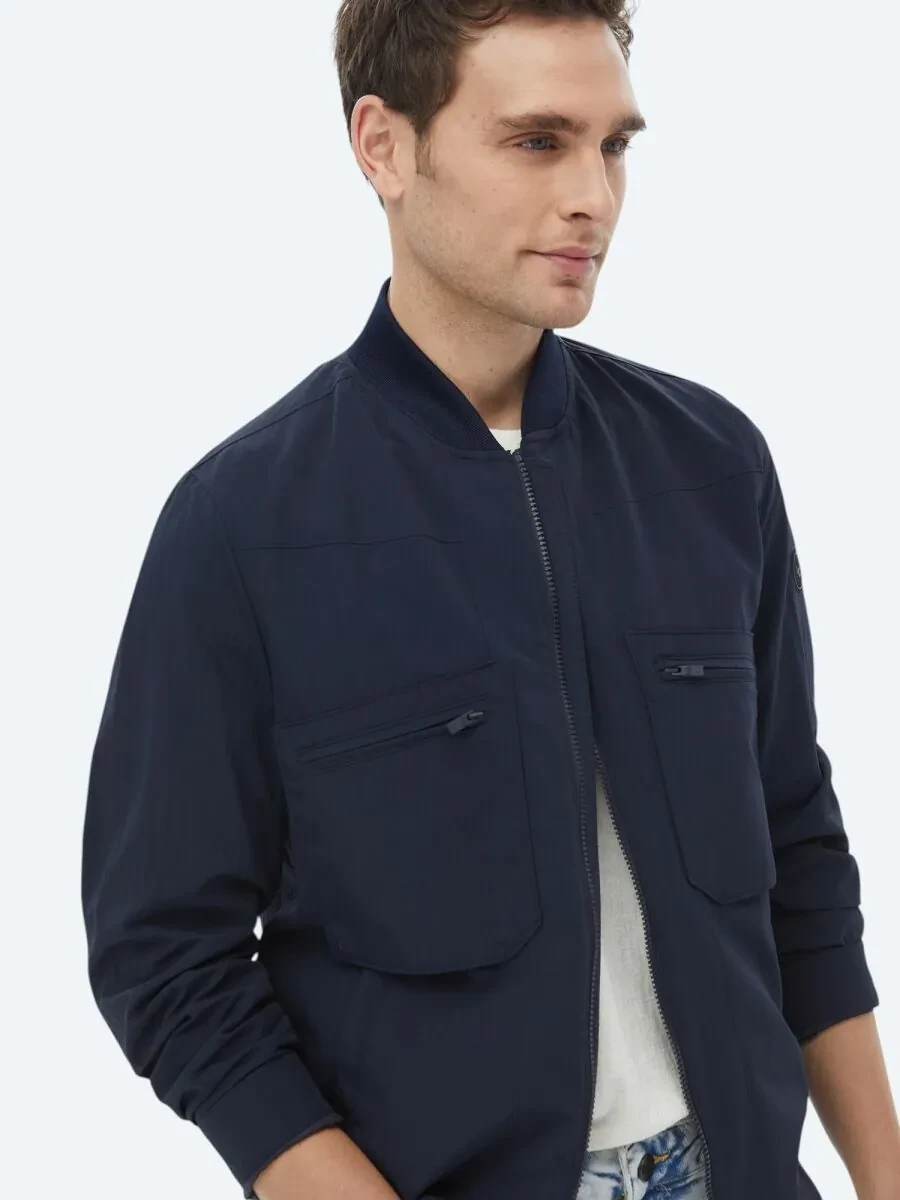 Navy Blue Weaving Coat - 4