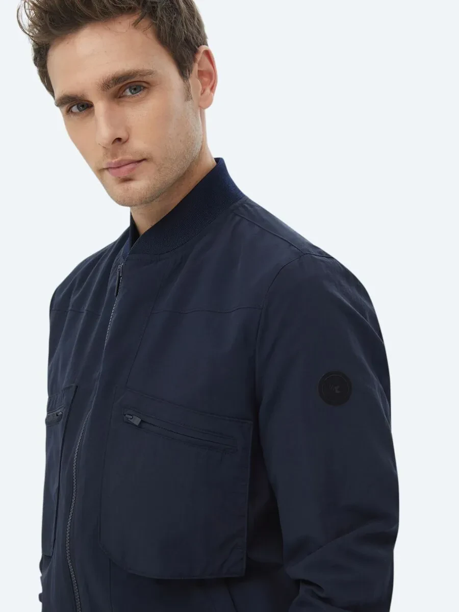 Navy Blue Weaving Coat - 5