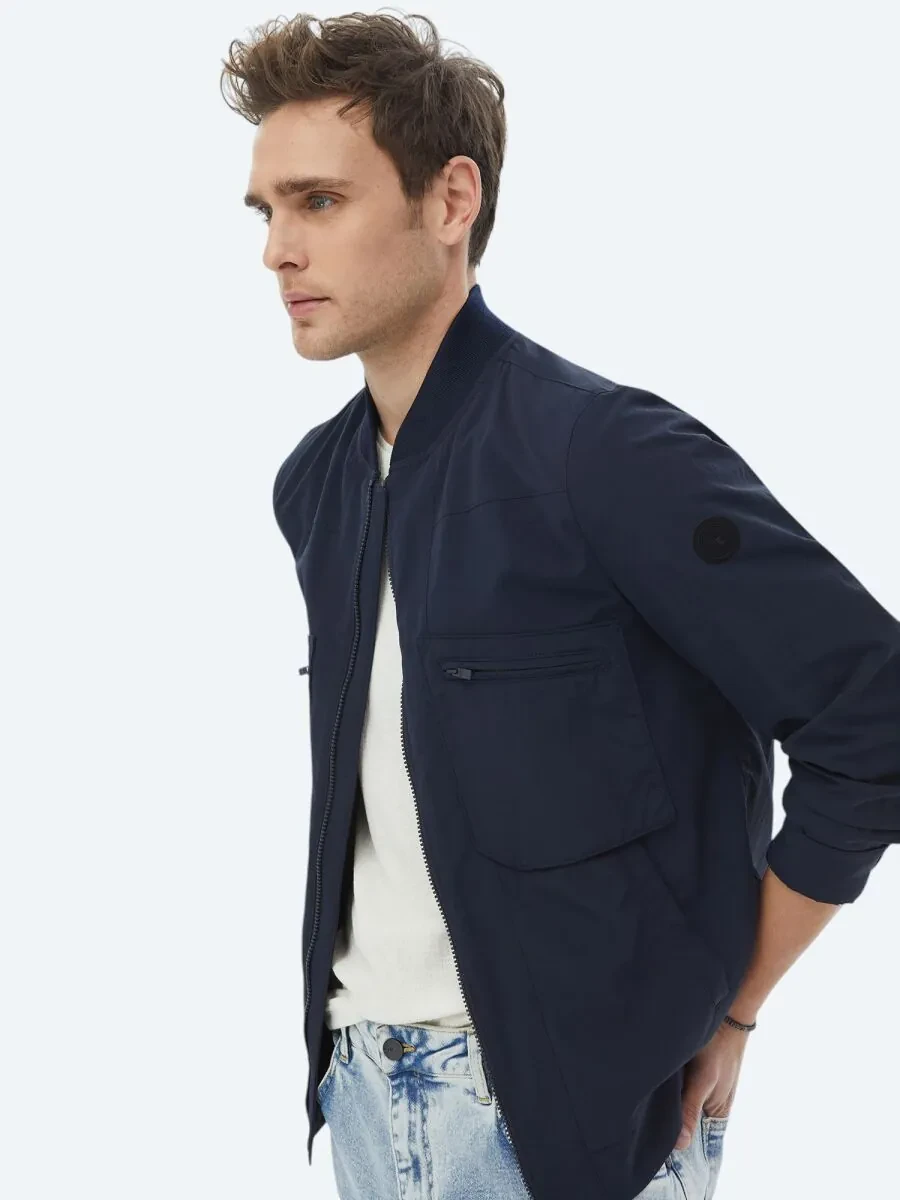 Navy Blue Weaving Coat - 6