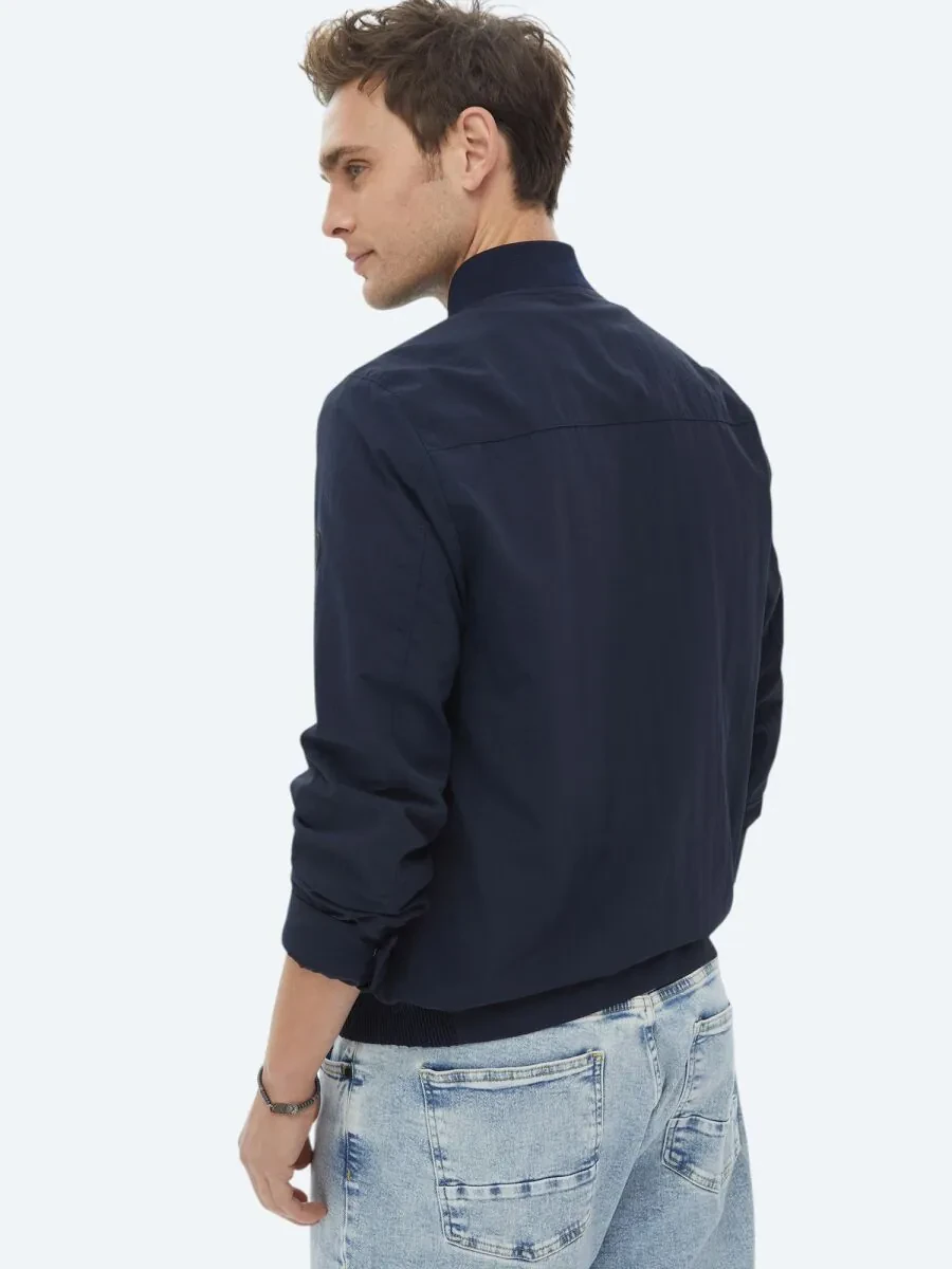 Navy Blue Weaving Coat - 8