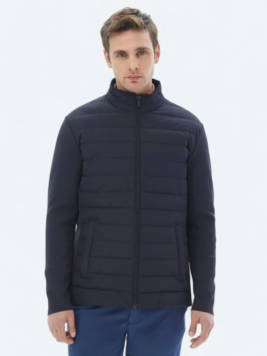 Navy Blue Weaving Coat - 1