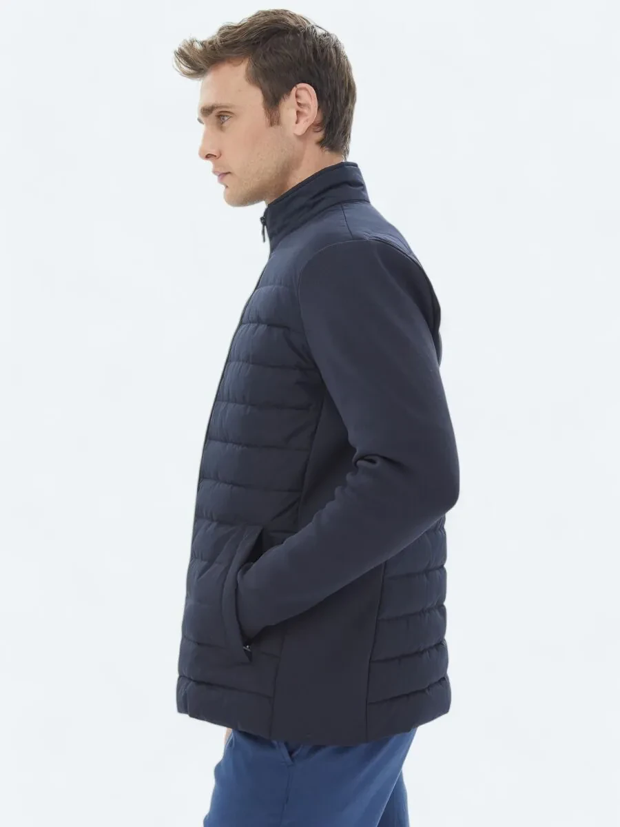 Navy Blue Weaving Coat - 4