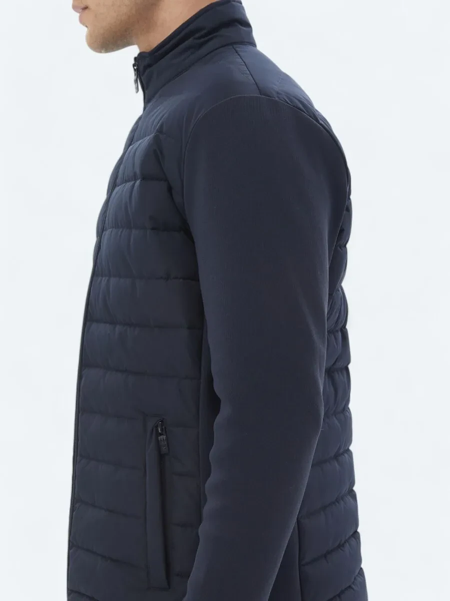 Navy Blue Weaving Coat - 5